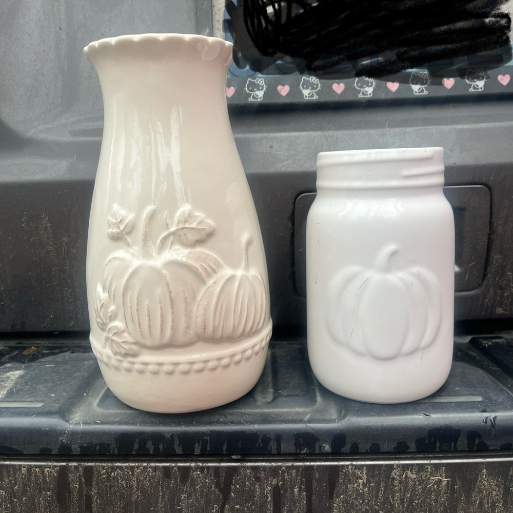 Fall Pumpkin Vase and Jar Set